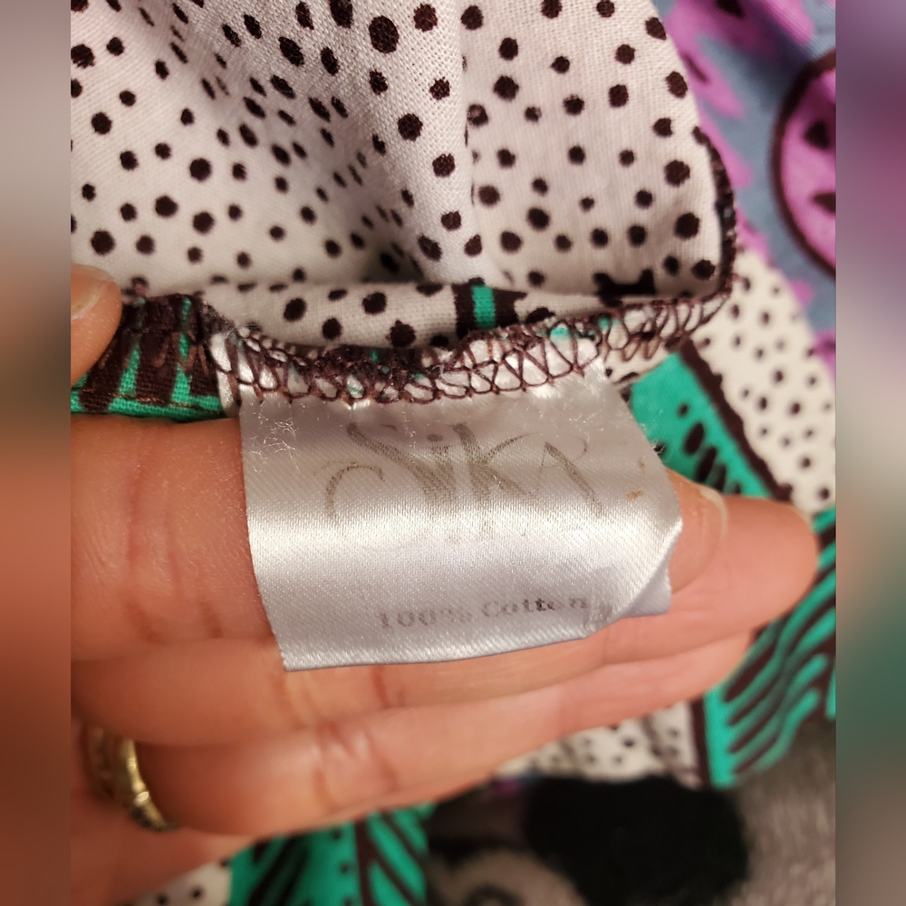 Sika Anthropologie Off-the-Shoulder Printed Maxi Dress Gree, Purple & White Sz 2 - Picture 16 of 16